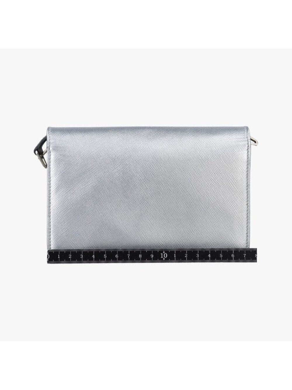 ★SOLD★ Prada Logo Chain Silver Saffiano Leather Bag - Picture 2 of 15